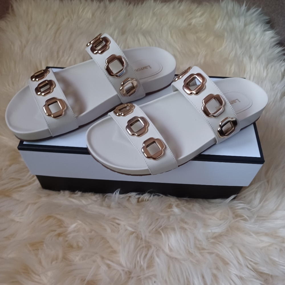 LARROUDE' Milan Slide In Ivory Leather